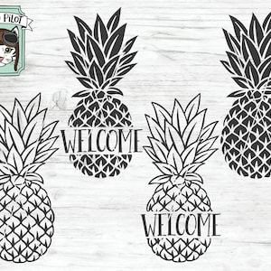 Pineapple SVG file, Pineapple Welcome SVG file, Pineapple Bundle, pineapple stencil, pineapple cut file, clip art, vector
