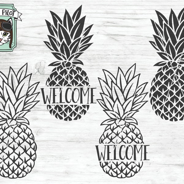 Pineapple SVG file, Pineapple Welcome SVG file, Pineapple Bundle, pineapple stencil, pineapple cut file, clip art, vector
