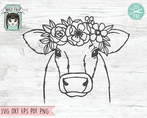 Download Cow Svg File Cow With Flower Crown Svg Cow Cut File Animal Etsy