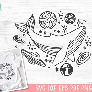 Whale SVG Cut File, Space SVG, Galaxy svg, Ocean Animals SVG, Mystical svg, Planets svg, Celestial svg, Outer Space svg, Solar System svg