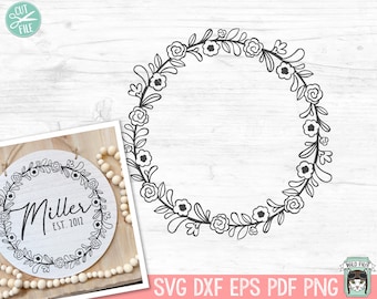 Corona SVG, Corona de flores SVG, Corona Clipart, Corona Clip Art, Corona PNG, Archivo de corte de corona floral, Corona de monograma svg, Corona de flores png