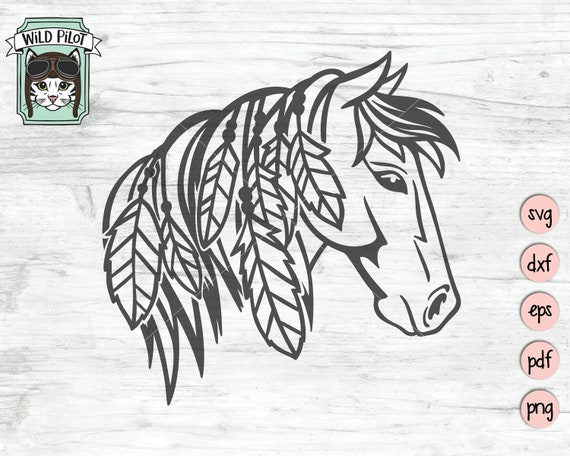 Horse Svg File Horse Cut File Horse Vector Feathers Boho Etsy