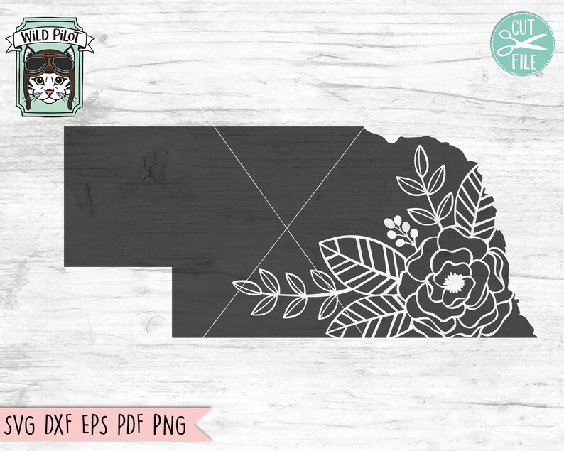 Nebraska svg, Nebraska Silhouette svg file, Nebraska clipart, Floral Nebraska svg, Nebraska Flowers, Floral State svg file, State cut file image 1