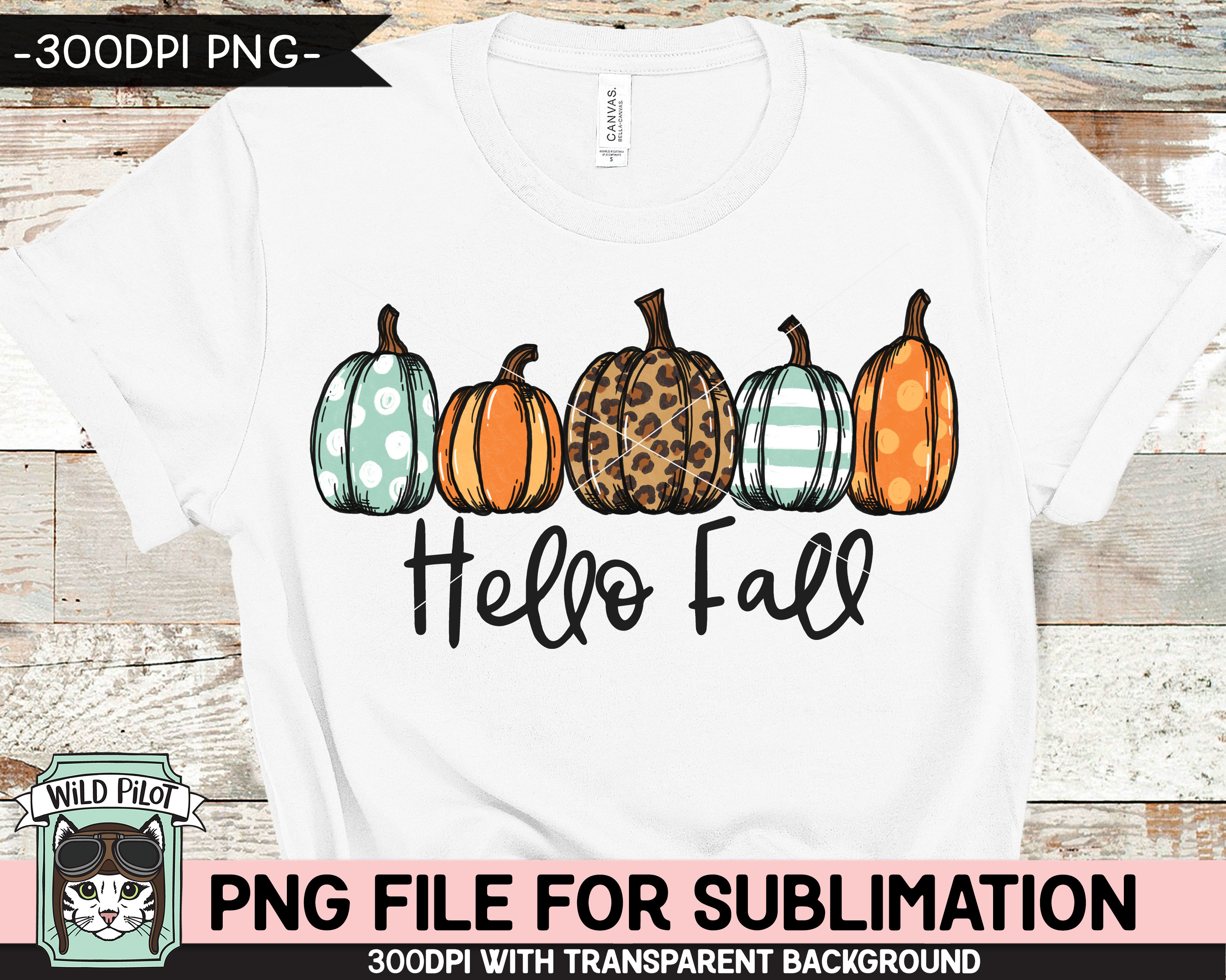 Hello Fall SUBLIMATION Design PNG, Leopard Pumpkin Png File, Patchwork ...