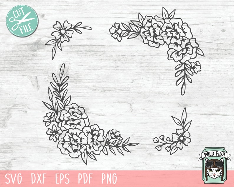 Download Flowers SVG file Flower Border SVG Floral SVG Flower Cut ...