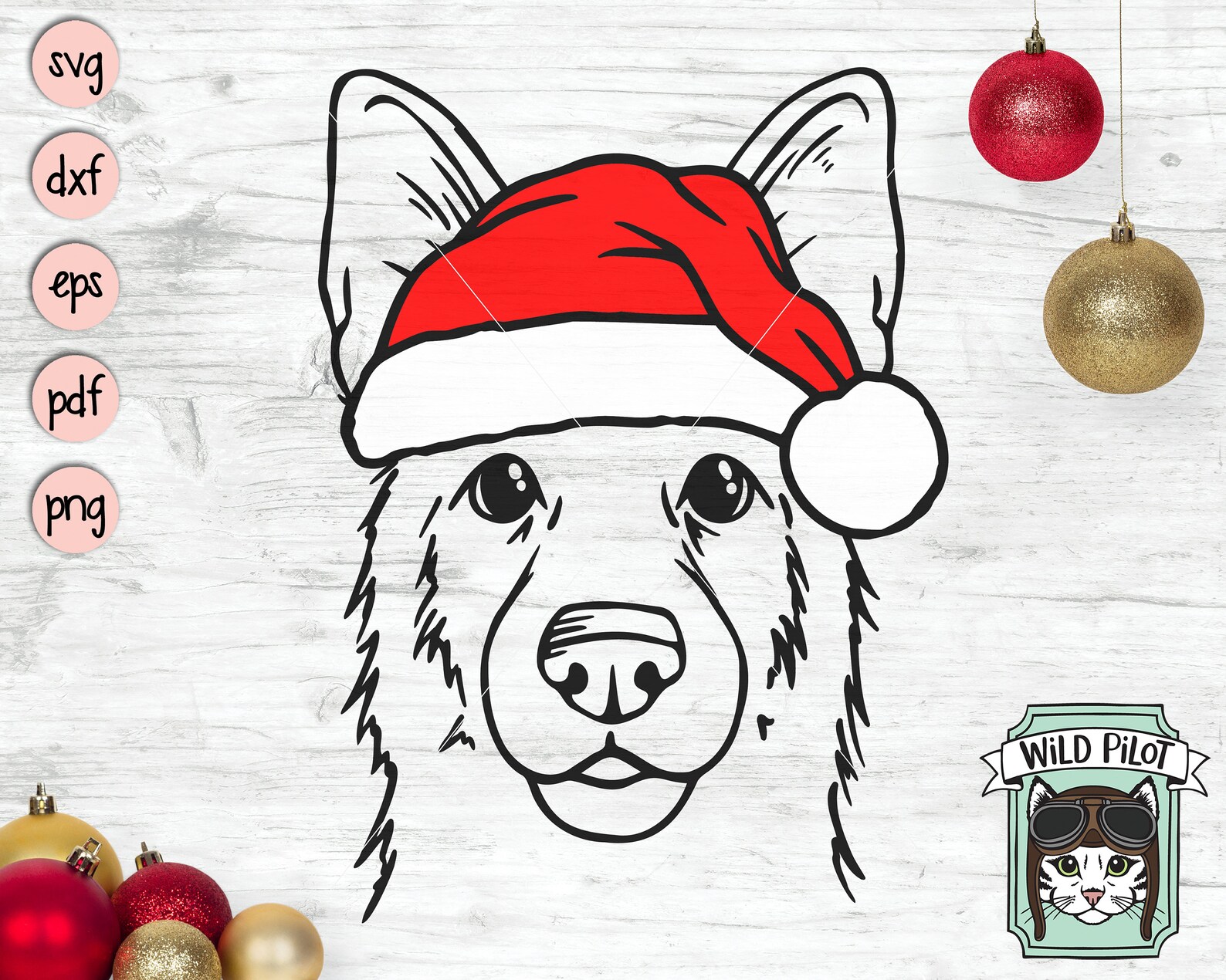 Dog Santa Hat Svg File, Dog With Hat Svg, Christmas Svg File, German ...