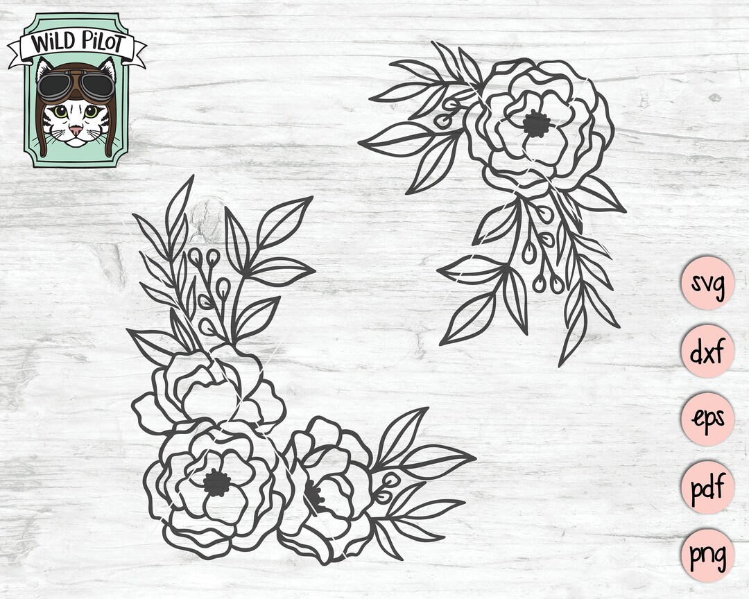 Flowers SVG File, Flowers Cut File, Flower Svg, Floral Corner Svg