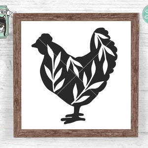 Chicken SVG, Chicken Silhouette SVG, Chicken cut file, Farm Fresh SVG, Kitchen svg, Chicken Leaves Clip art, Laurel Leaf, Chicken clipart