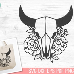 Cow Skull Flowers SVG, Cow Skull Floral SVG, Bull Skull Floral SVG, Bull Skull Flower svg, Southwest svg, Boho svg, Longhorn svg, Bohemian