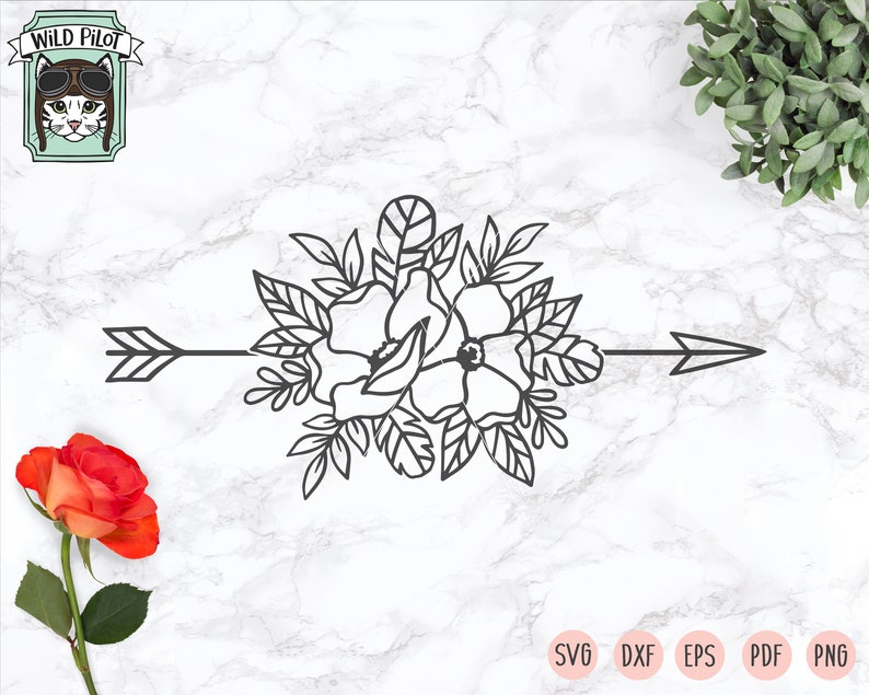 Download Boho Flowers Svg File Arrow Svg Feathers Svg Floral Arrow Etsy