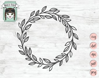 Wreath SVG file, Laurel Wreath svg, Laurel leaf wreath clip art, Monogram wreath vector, cut file, Monogram Frame svg file, foglie di alloro