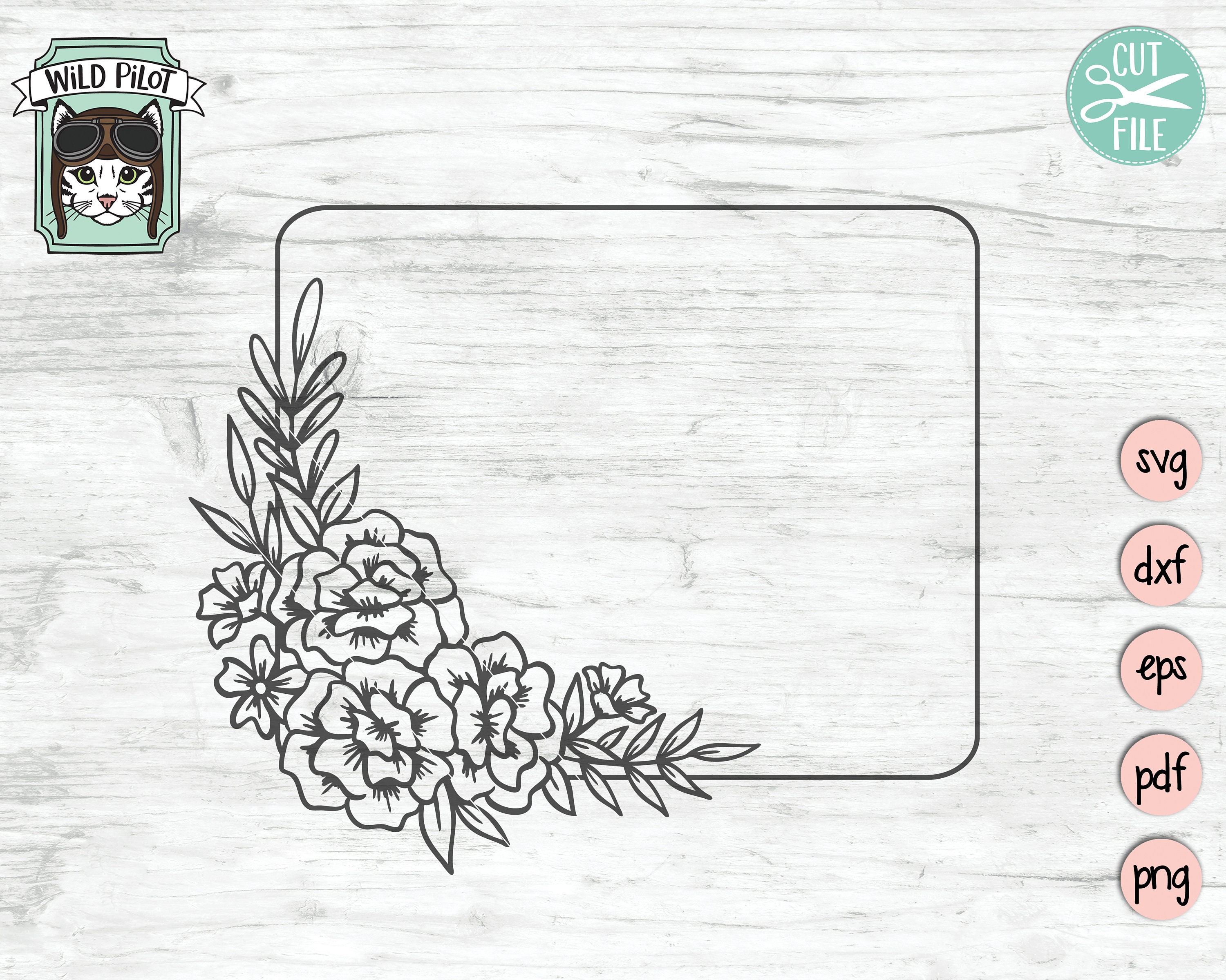 Flower Frame SVG file Flower Frame SVG cut file Floral | Etsy