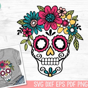 Sugar Skull SVG, fichier de coupe Sugar Skull, Sugar Skull Clipart, svg le jour des morts, dia de los muertos svg, png Sugar Skull, Halloween svg