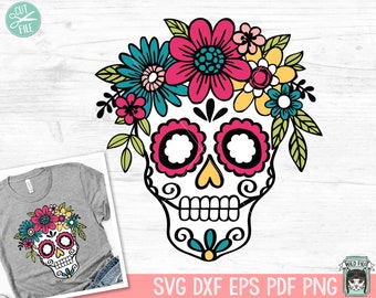 Sugar Skull SVG, Sugar Skull Cut File, Sugar Skull Clipart, Day of the Dead svg, dia de los muertos svg, Sugar Skull png, Halloween svg
