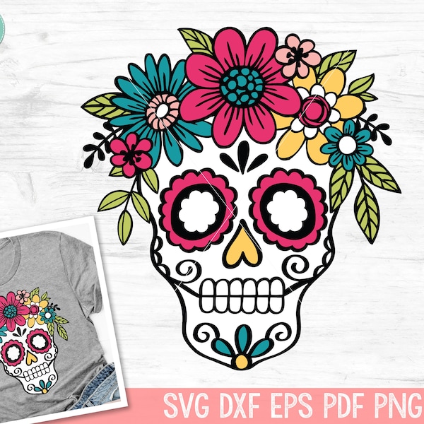 Sugar Skull SVG, Sugar Skull Cut File, Sugar Skull Clipart, Day of the Dead svg, dia de los muertos svg, Sugar Skull png, Halloween svg