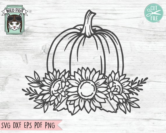 Floral Pumpkin SVG file, Sunflower Pumpkin svg, Flower Pumpkin cut file, Fall, Autumn, Halloween, Thanksgiving, Pumpkin with flowers svg
