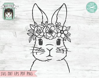 Floral Bunny SVG, Easter Bunny SVG, Happy Easter svg, Spring svg, Rabbit SVG Cut file, Flower Bunny svg, Animal Face svg, Flower Crown svg