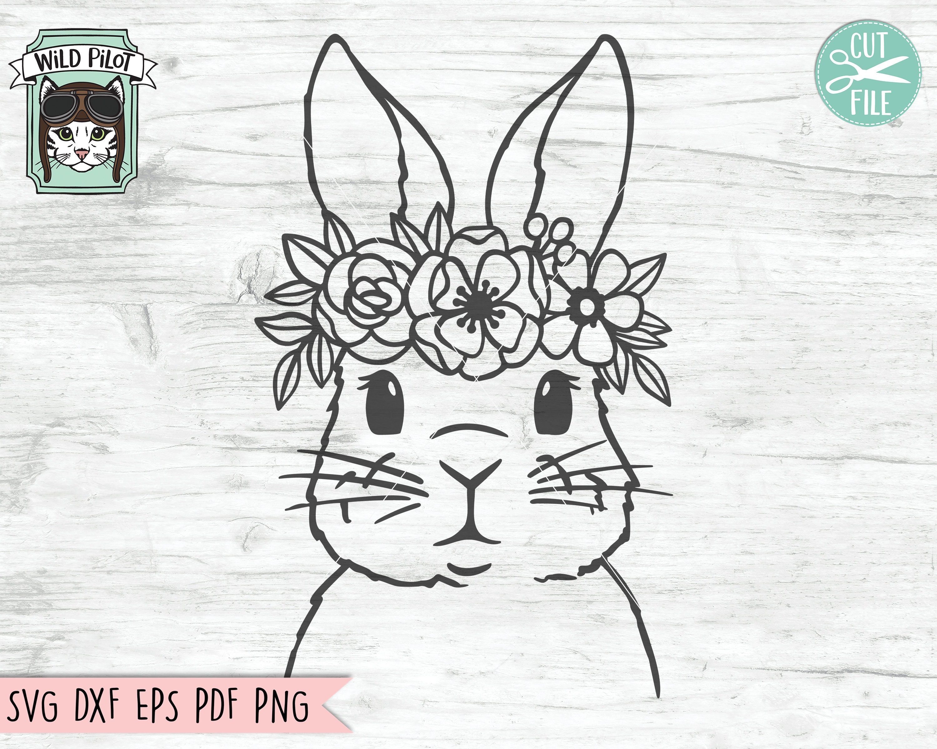 Rabbit Flowers Design Bundle Svg Png Pdf Jpg SVG Digital Prints Easter for Kids Bunny Crown Easter SVG Easter Digital Download