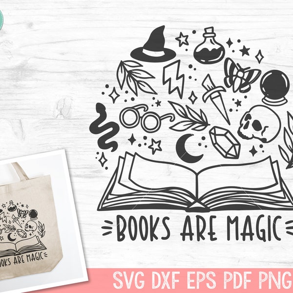 Book SVG, Reading svg, Mystical svg, Skull svg, Moon svg, Halloween SVG, Book Lover svg, Magic svg, Librarian svg, Reading png, Witch svg