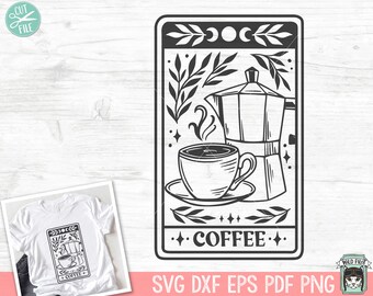 Coffee Tarot Card svg, Coffee SVG, Coffee Lover SVG, Coffee png, Coffee Tarot Card png file, Coffee Cup, Coffee Pot, Coffee Maker