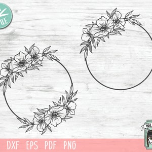 Flower Wreath SVG Flower Frame Cut File Floral Frame Flower - Etsy