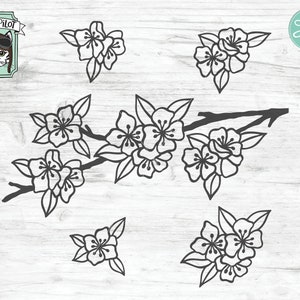 Arquivo SVG de flor de cerejeira, arquivo de corte de flor de cerejeira, arquivo svg de galho de árvore, arquivo svg de flor, arquivo de corte de galho, arquivos Sakura svg, japonês