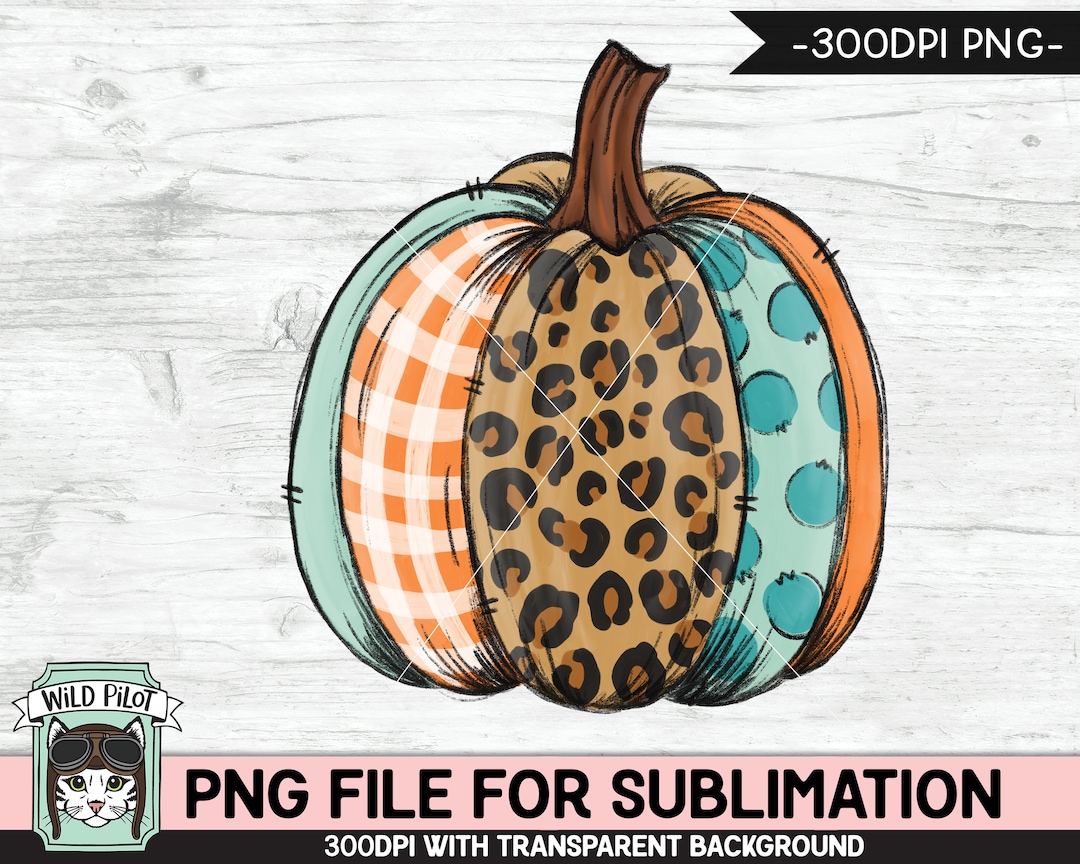Patchwork Pumpkin SUBLIMATION Design PNG, Leopard Pumpkin Png File ...