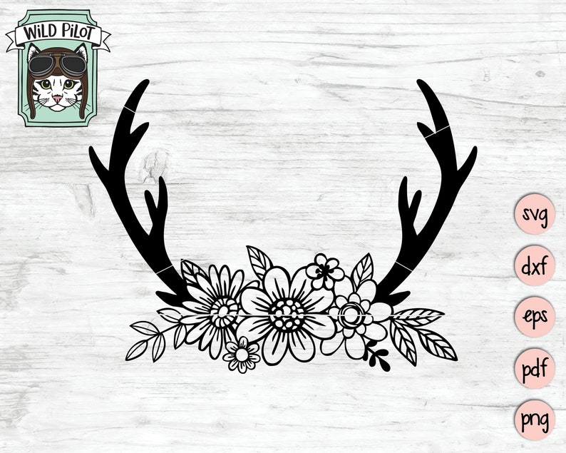 Download Floral Deer Antlers SVG Deer Antlers Flowers svg file Antler | Etsy