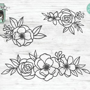 Flower SVG Files, Flower Border SVG, Floral SVG files, Flower cut file, Flower Corner svg, Flower Flourish, Bundle, Floral, Floral Cut file