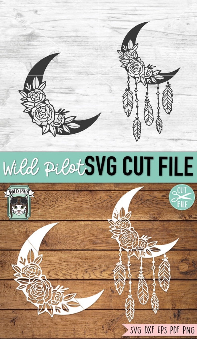 Download Moon Flowers svg file Moon Floral svg Dreamcatcher svg ...