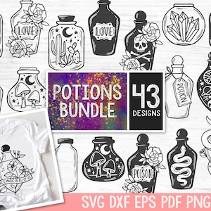Potions SVG file Bundle, Mystical svg Bundle, Apothecary cut file, Potion Bottle, Poison, Witchy, Love Potion, Perfume, Skull, Snake, Magic