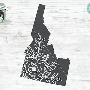 Idaho svg file, Idaho Silhouette svg, Idaho cut file, Idaho clipart, Floral Idaho svg, State SVG, Idaho Flowers svg, state cut files