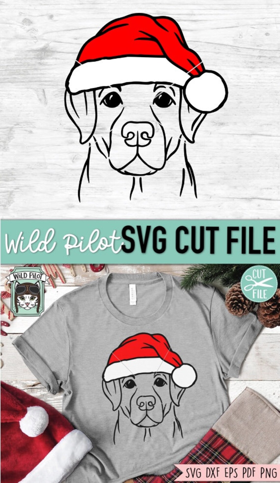 Dog Santa Hat Svg File, Dog With Hat Svg, Christmas Svg File, Labrador ...