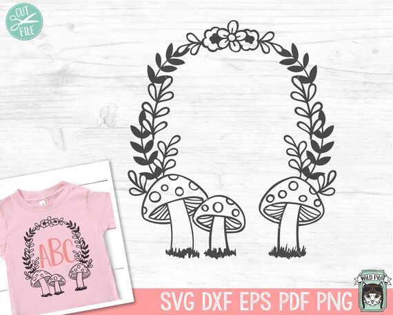 Mushroom svg, Woodland Wreath svg, Woodland svg, Woodland clipart, Mushroom vector, Mushroom cut file, svg, dxf, png, eps, pdf
