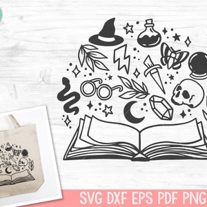 Book SVG, Reading SVG, Mystical svg, Magic SVG, Magical svg, Book Lover svg, Librarian svg, Fantasy svg, Reading png, Witchy svg, Witch svg