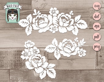 Fichiers SVG fleur, fleur coupée svg, fichier coupé fleur, fichiers svg floral, bordure florale svg, clipart bordure fleur, pochoir fleur