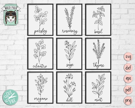Download Herbs Svg Herb Cut Files Garden Svg Leaf Cut File Plant Etsy PSD Mockup Templates