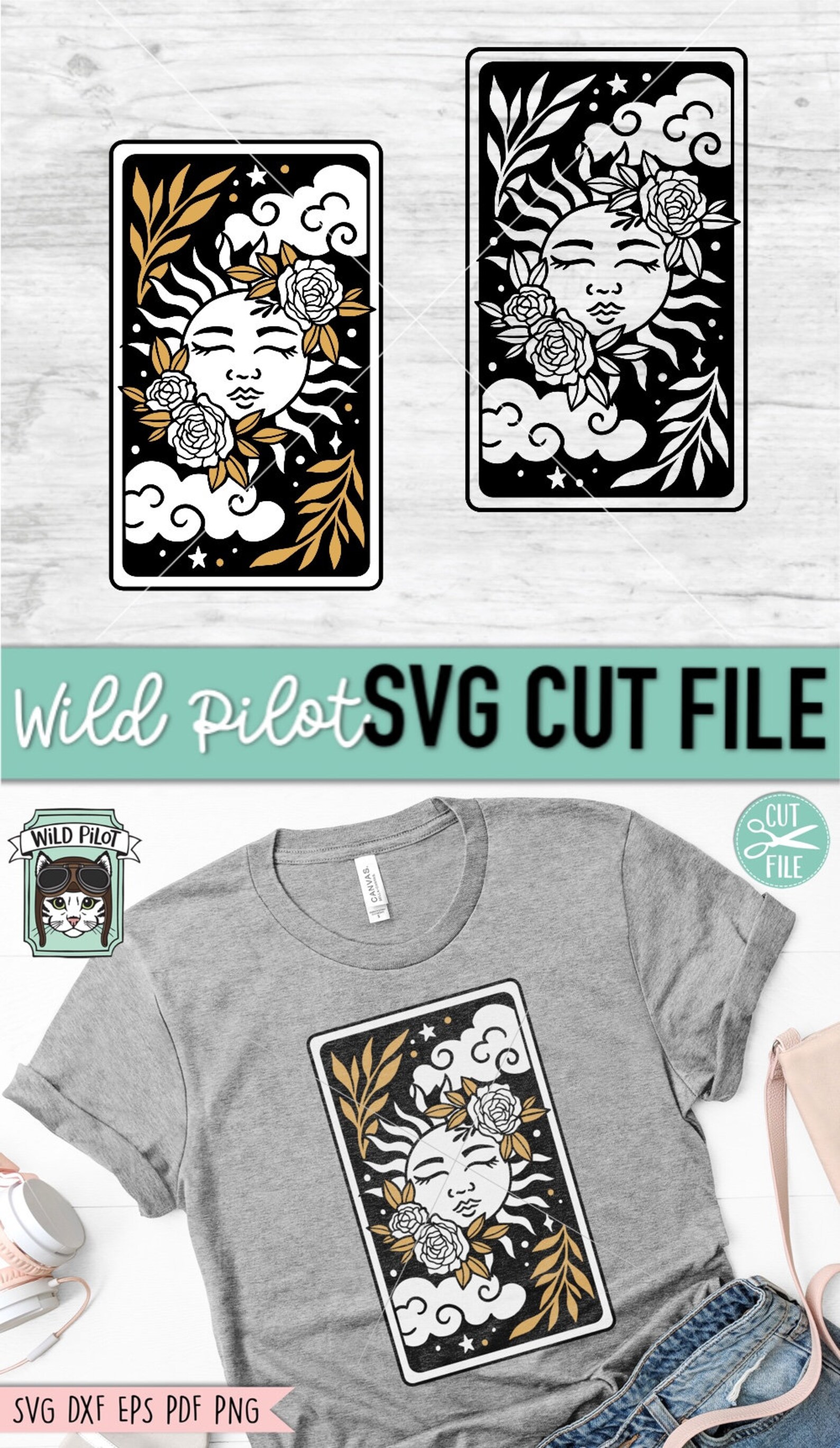 Tarot Card Sun Svg Floral Sun Tarot Svg File Flower Sun - Etsy