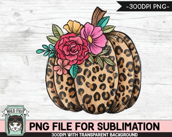 Floral Leopard Pumpkin SUBLIMATION design PNG, Flower Leopard Pumpkin png file, Floral Pumpkin png, Fall, Autumn, Halloween, Thanksgiving