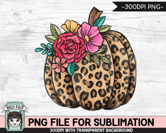 Floral Leopard Pumpkin SUBLIMATION design PNG, Flower Leopard Pumpkin png file, Floral Pumpkin png, Fall, Autumn, Halloween, Thanksgiving