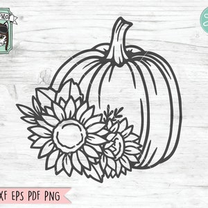 Floral Pumpkin SVG file, Sunflower Pumpkin svg, Flower Pumpkin cut file, Fall, Autumn, Halloween, Thanksgiving, Pumpkin with flowers svg