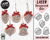 Ornament Laser Cut file SVG, Christmas Laser File, Floral Ornament Laser Cut file svg, Flower Ornament cut file, Christmas Ornament svg file