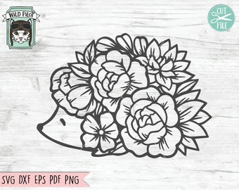 Hedgehog SVG File, Floral Hedgehog svg, Hedgehog Flowers svg, Hedgehog Floral SVG, Hedgehog cut file