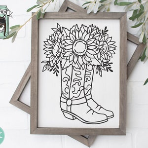 Cowboy Boots SVG file, Cowboy boots with Sunflowers SVG file, Cowboy Boots cut file, Cowgirl SVG cut file, Country, Western, floral, flowers