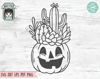 Pumpkin Cactus Planter SVG file, Halloween Succulent svg file, Halloween Cactus cut file, Cactus Planter svg, Plant Lover, Jack o Lantern