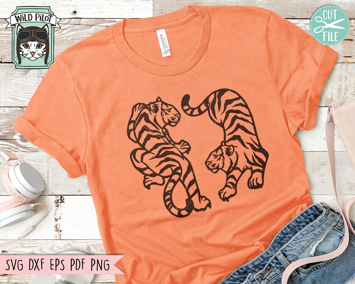 Tiger Svg File, Tiger Cut File, Tiger Png, Fighting Tigers, Dueling ...