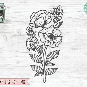 Blomma SVG-filer, Bukett SVG-fil, Blombukett SVG, Blomklippsfiler, Blom Clipart, Blombukett, Blombukett, Bröllopssvg bild 2