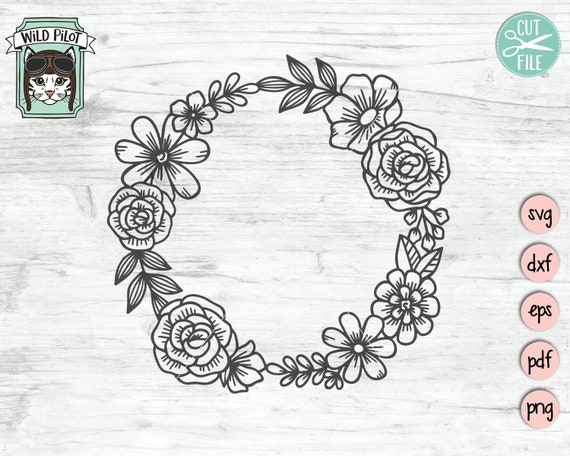 Flower Wreath Svg Rose Svg Split Monogram Floral Svg Svg 