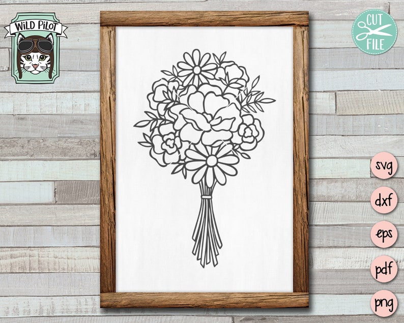 Pode incluir: Um desenho a preto e branco de um ramo de flores. As flores est&atilde;o amarradas com uma fita e t&ecirc;m um design simples e minimalista.