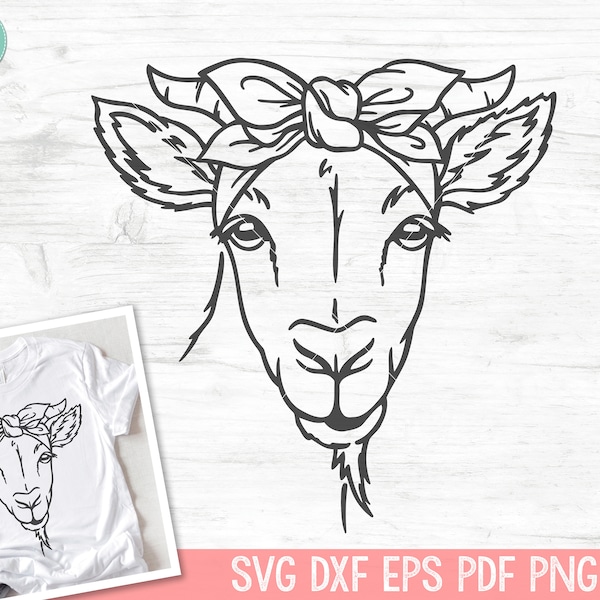 Goat Bandana SVG, Goat SVG file, Goat cut file, Goat with Bandana, Bandana Goat svg, Animal Face, Farm Animals, I love goats svg, goat lover